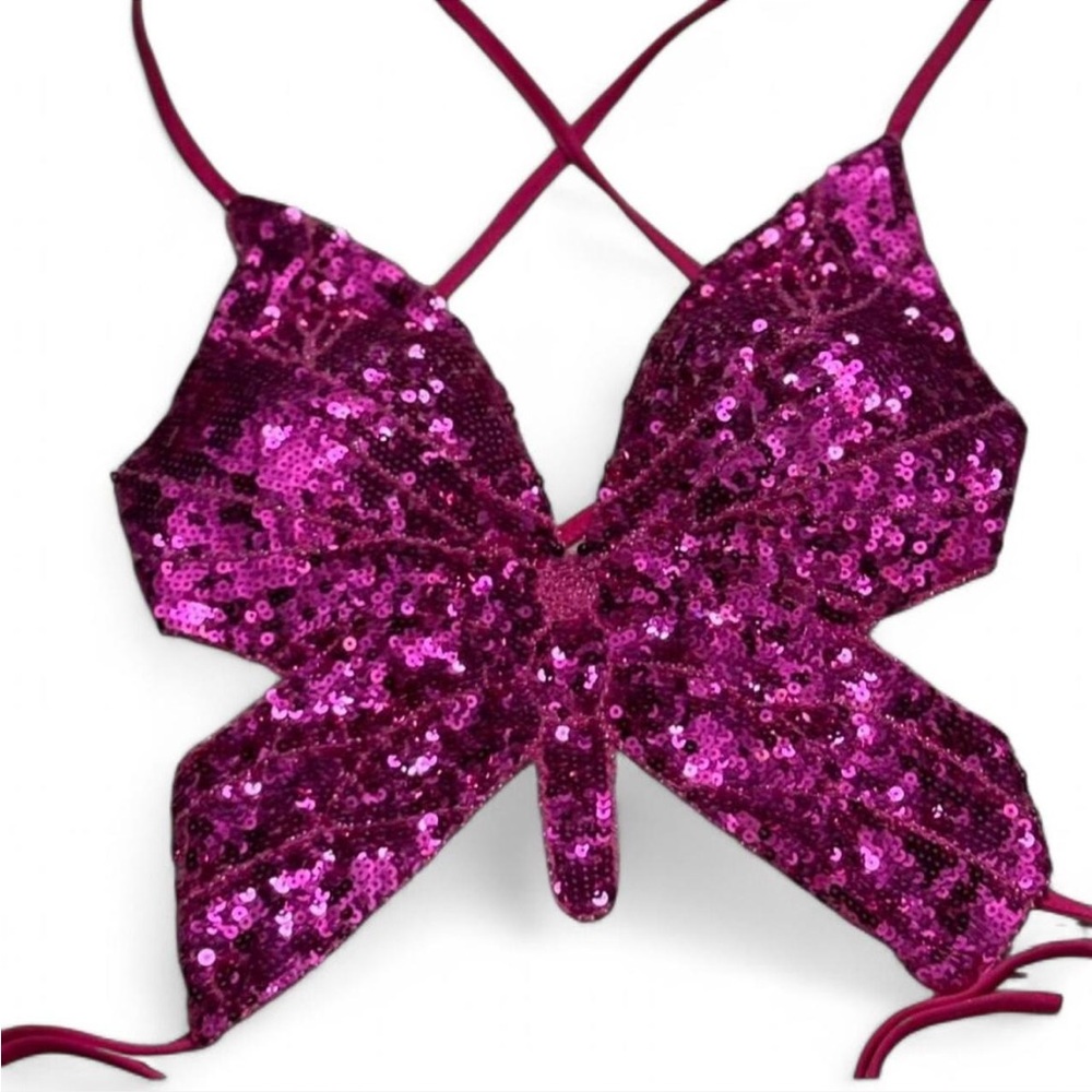 Sequin pink butterfly sparkly top